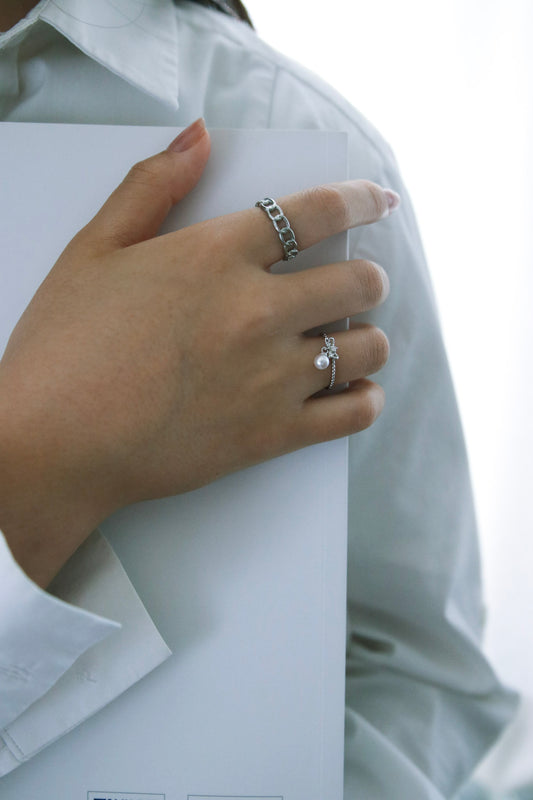 Süßwasserperlen Schleifen Perlenring | Minimalistischer Perle Ring | Bow pearl ring | Sterling Silber | Geschenk für Mädchen | Geburtstag