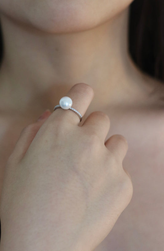 Minimalistische Süßwasserperlen Ring | Sterling silver | Perlen | Weihnachtsschmuck | Hochzeitsgeschenk | Galentine Gift | Muttertag