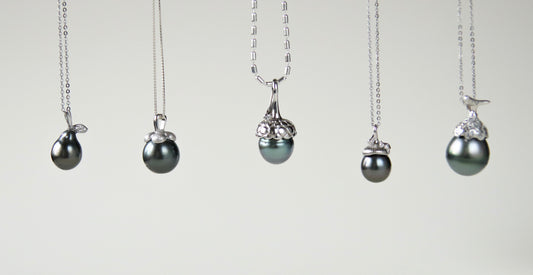 Grüne Tahiti Perle Anhänger in Fruchtform mit Sterling Silberkette | Tahitiperle Halskette | 925 Silber | Geschenk für Sie