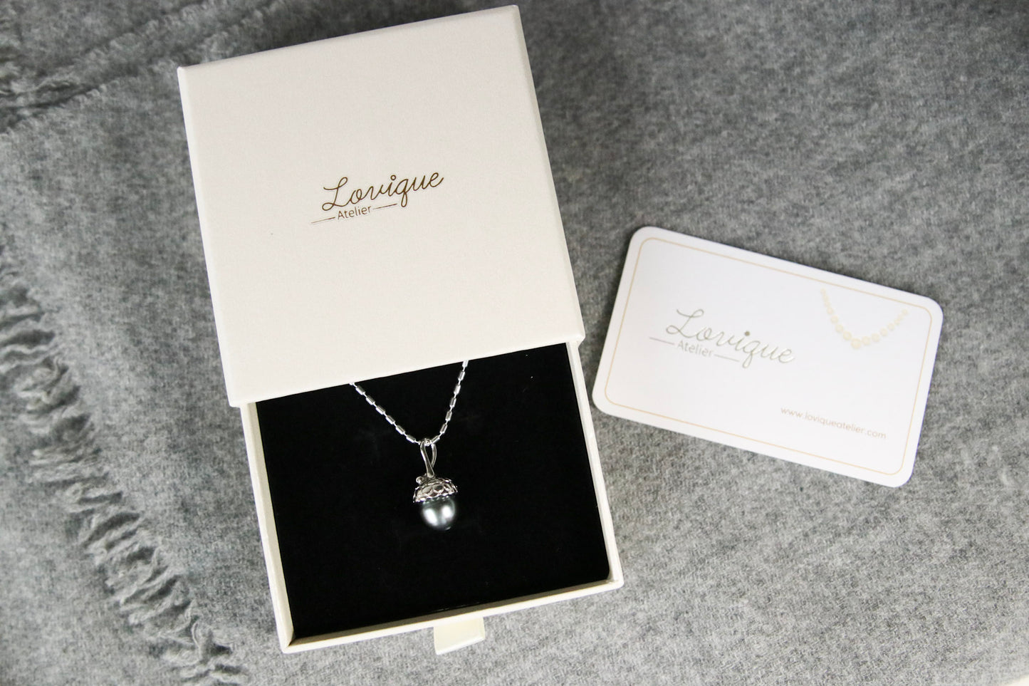 Echte Tahiti Perle Halskette Anhänger Tannenzapfen mit Sterling Silberkette