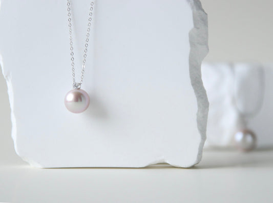 Zartrosa Perlenanhänger mit verstellbarer Kette, Solo