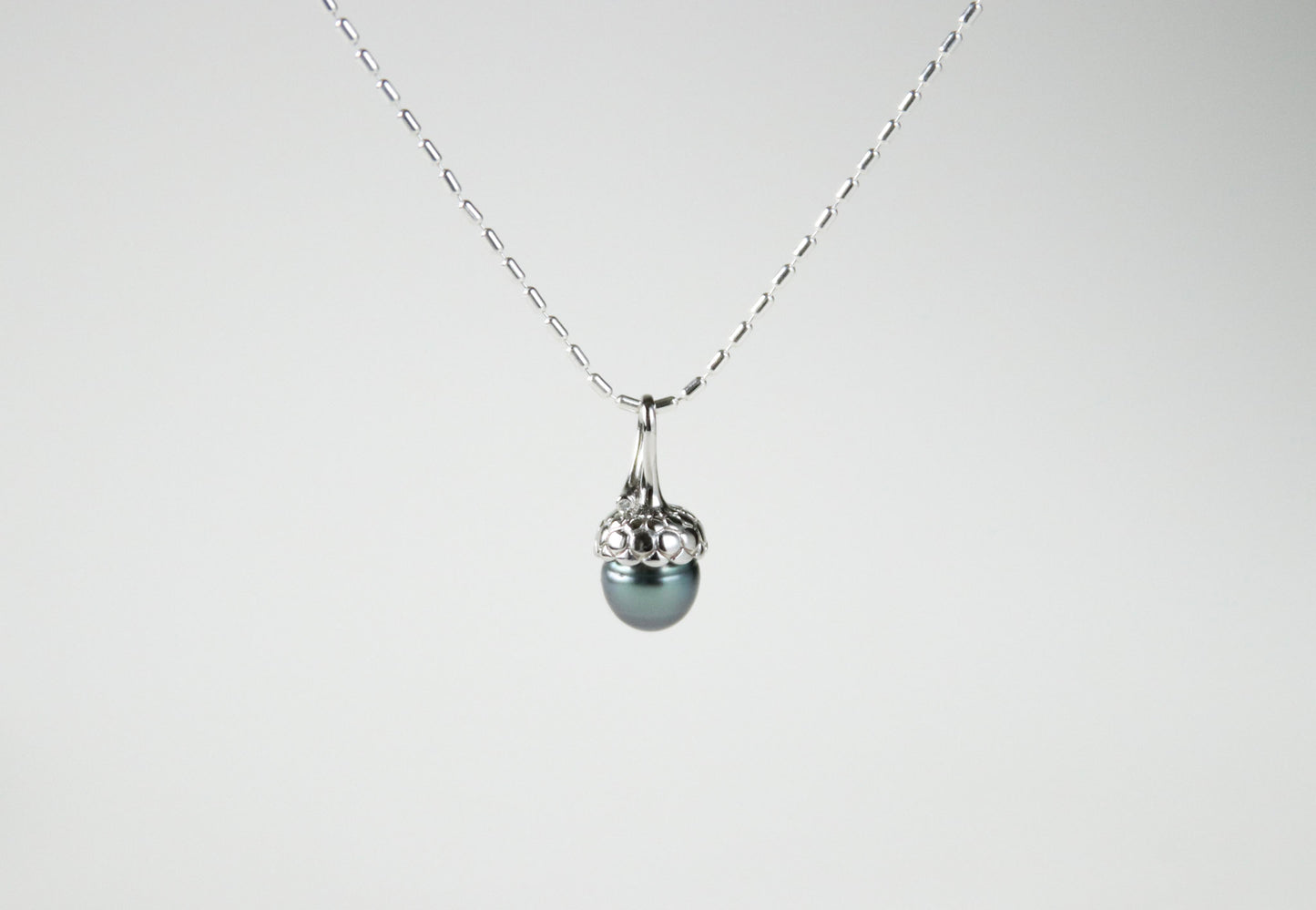 Echte Tahiti Perle Halskette Anhänger Tannenzapfen mit Sterling Silberkette